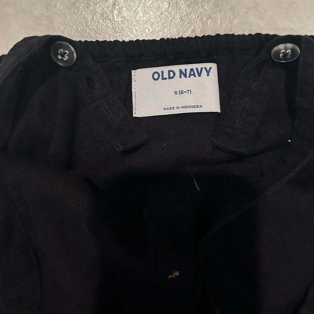 Old Navy Black Button Front Romper Playsuit Dark Academia Wednesdaycore Girls 6